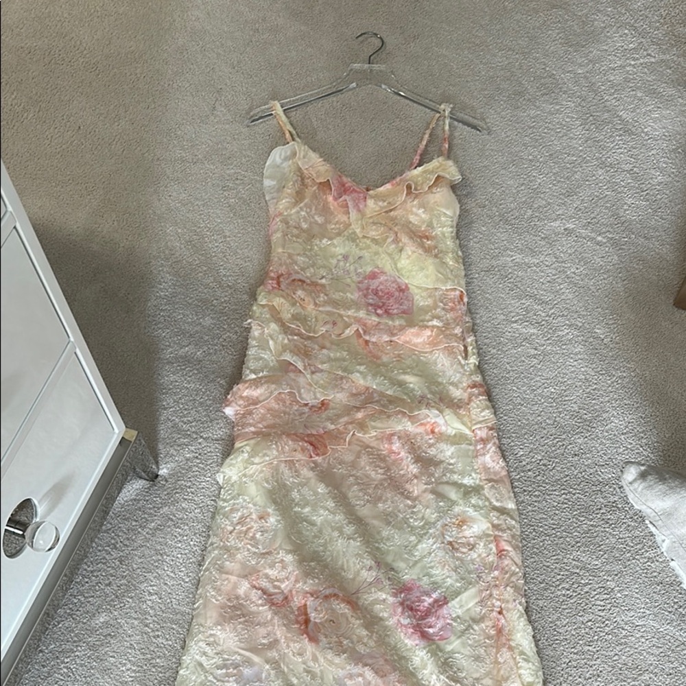 Pink and Green Spaghetti Strap Maxi Dress for Weddings